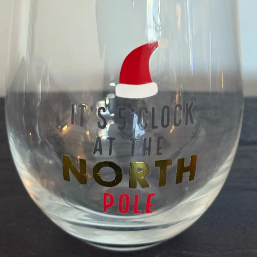 Holiday Boutique Its 5' Clock At The North Pole Christmas Wine Glass